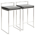 Tabouret de comptoir Silver Orchid Forrest en acier inoxydable empilable et entièrement soudé (lot de 2)