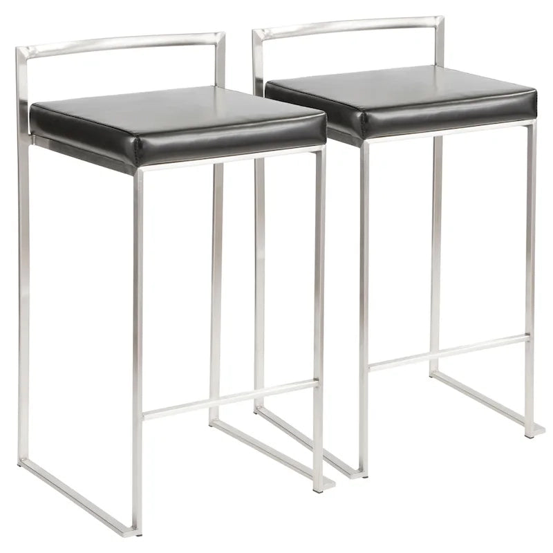 Tabouret de comptoir Silver Orchid Forrest en acier inoxydable empilable et entièrement soudé (lot de 2)