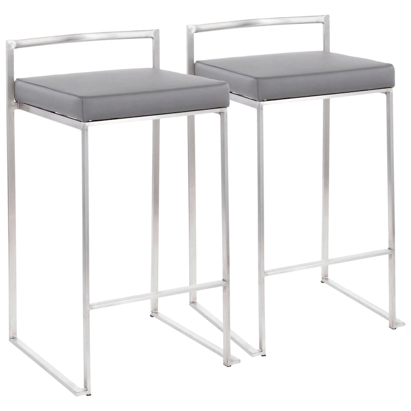 Tabouret de comptoir Silver Orchid Forrest en acier inoxydable empilable et entièrement soudé (lot de 2)