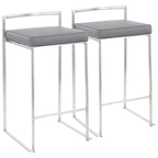 Tabouret de comptoir Silver Orchid Forrest en acier inoxydable empilable et entièrement soudé (lot de 2)