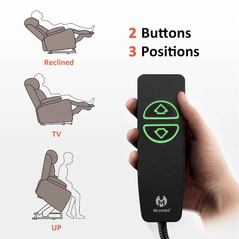 Fauteuil inclinable releveur électrique grand format MCombo avec repose-pieds extensible pour personnes âgées de grande taille, télécommande manuelle, porte-gobelets, tissu 7426