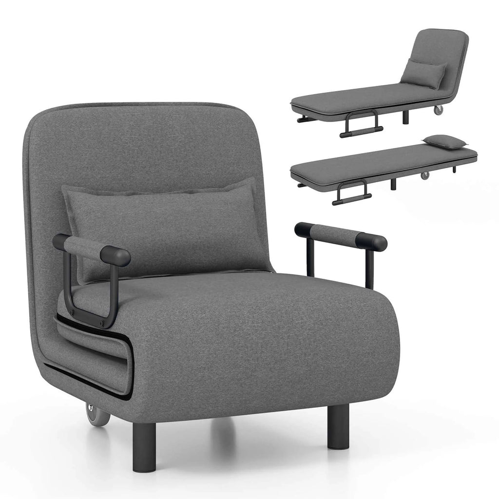Chaise Longue Pliante Convertible en Lit Canapé avec Dossier Réglable