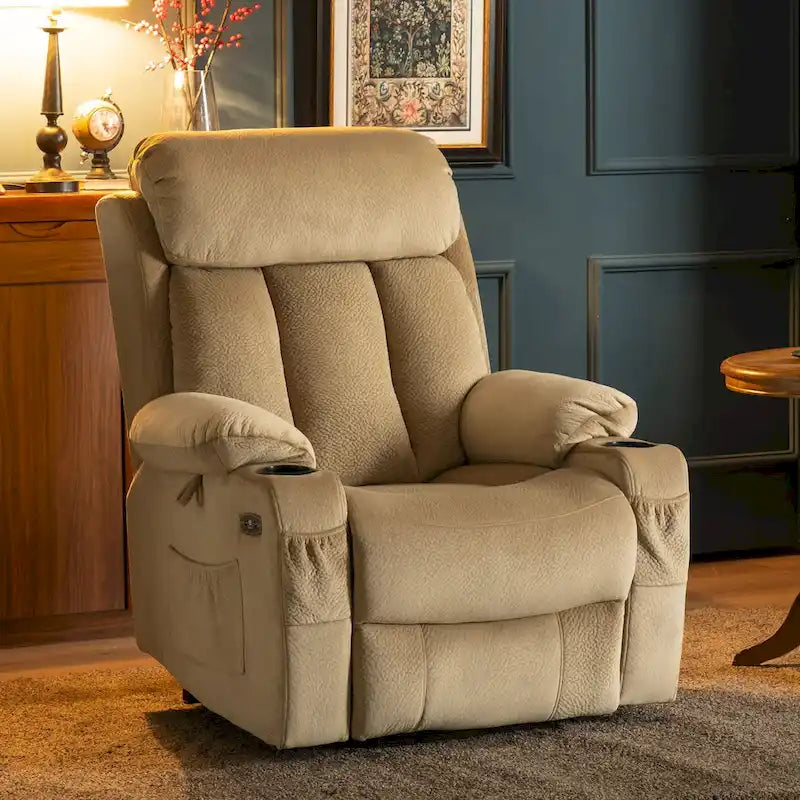 Fauteuil inclinable releveur électrique grand format MCombo avec repose-pieds extensible pour personnes âgées de grande taille, télécommande manuelle, porte-gobelets, tissu 7426