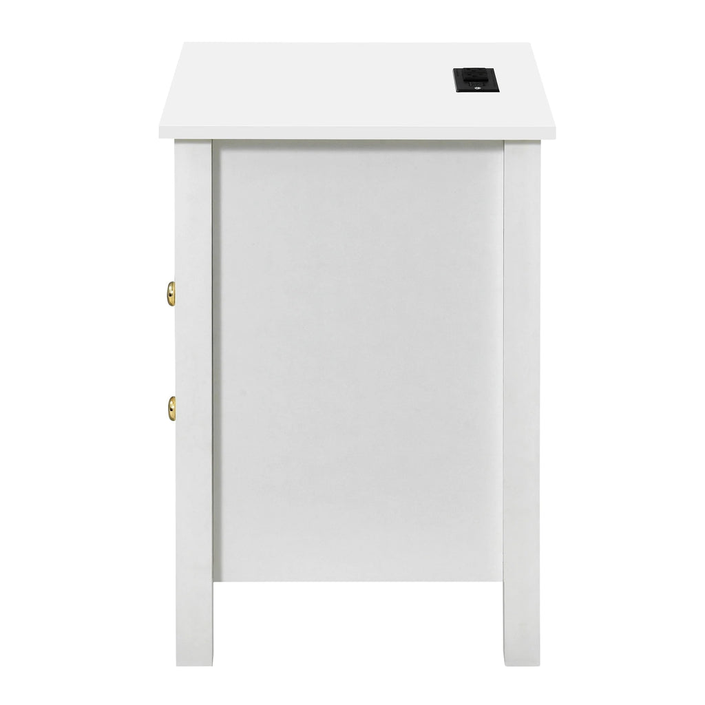 Tables de chevet (lot de 2) avec station de charge, table d'appoint avec 2 tiroirs, ports USB et prises, pour chambre à coucher