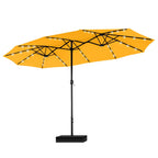 MAISON ARTS Parasol excentré rectangulaire de 4,5 m avec manivelle, parasol de marché double face d'extérieur avec lumières LED solaires et base incluse