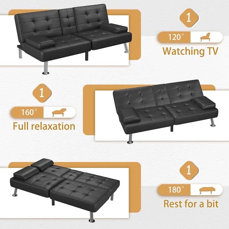 Canapé Futon Convertible Homall avec Porte-gobelets et Oreillers