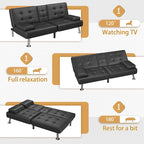 Canapé Futon Convertible Homall avec Porte-gobelets et Oreillers