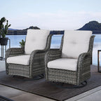 Chaises longues à bascule d'extérieur en osier Gymojoy avec base pivotante (lot de 2)