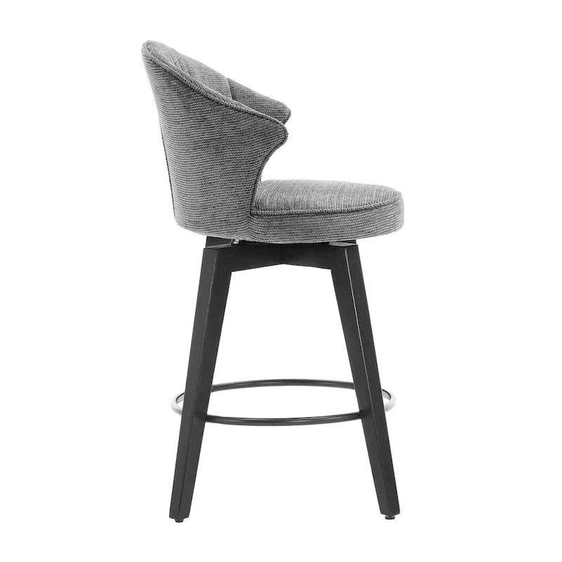 Lot de 2 tabourets de bar pivotants, chaises de salle à manger rembourrées avec large dossier, chaises de hauteur comptoir avec pieds en métal
