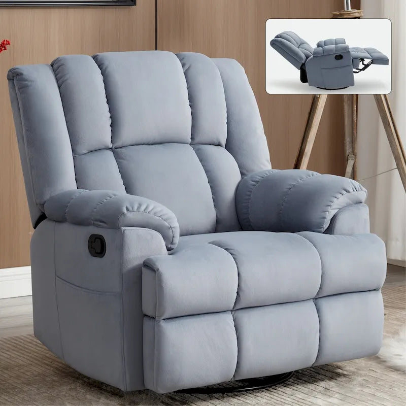 Fauteuil Inclinable Pivotant à Bascule Lazy Boy, Grand Fauteuil Inclinable Manuel Rembourré avec Accoudoirs et Dossier Capitonnés