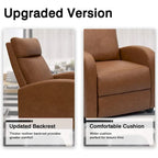 Fauteuil inclinable à dossier basculant en similicuir, marron / noir / gris / kaki / rouge / beige, simple