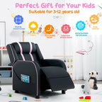 Fauteuil inclinable pour enfants Gymax Canapé ergonomique en cuir avec repose-pieds