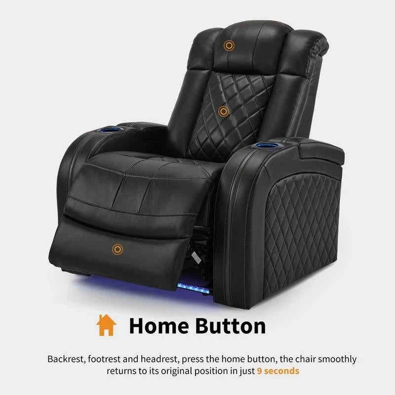 Fauteuil inclinable électrique MCombo avec appuie-tête réglable, siège de cinéma maison à deux moteurs avec port USB, cuir respirant HTS411