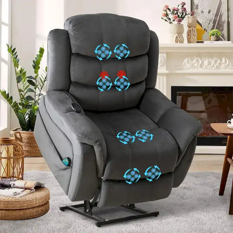 Fauteuil inclinable à plat releveur électrique pour personnes âgées avec massage et chauffage