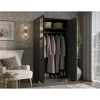 Palace Imports Armoire Urbaine 2 Portes 100% Bois Massif avec Portes Pleines et Miroirs