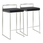 Tabouret de comptoir Silver Orchid Forrest en acier inoxydable empilable et entièrement soudé (lot de 2)