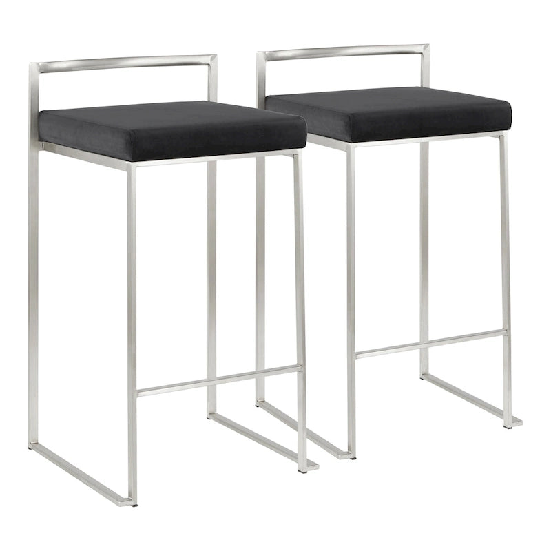 Tabouret de comptoir Silver Orchid Forrest en acier inoxydable empilable et entièrement soudé (lot de 2)