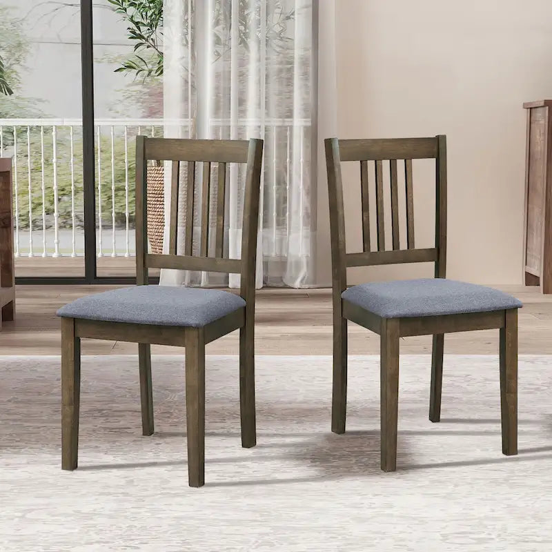 Ensemble Table et Chaises de Salle à Manger Carrée en Bois, Table à Manger Décontractée avec 4 Chaises de Salle à Manger Rembourrées pour Coin Repas de Cuisine