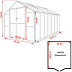 Serre de jardin aluminium VEIKOUS avec évent de toit réglable et porte verrouillable Grise
