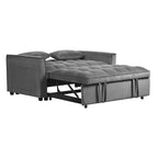 Causeuse futon moderne en velours avec dossier inclinable et poches, 2 places — Gris foncé / Gris clair / Bleu / Noir