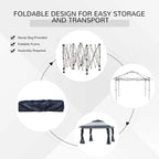 Outsunny 12 x 12 Tonnelle escamotable Pare-soleil Tente instantanée pliable avec filet latéral en maille, Hauteur réglable sur 3 niveaux
