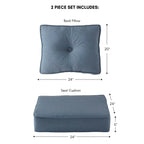 Ensemble de deux coussins d'extérieur haut de gamme Sunbrella pour assise profonde