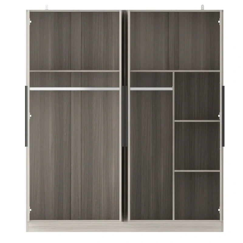 Armoire moderne autoportante en bois massif avec étagères de rangement