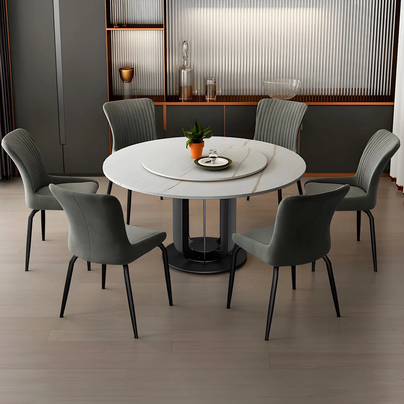 Chaises de salle à manger sans accoudoirs gris foncé industrielles