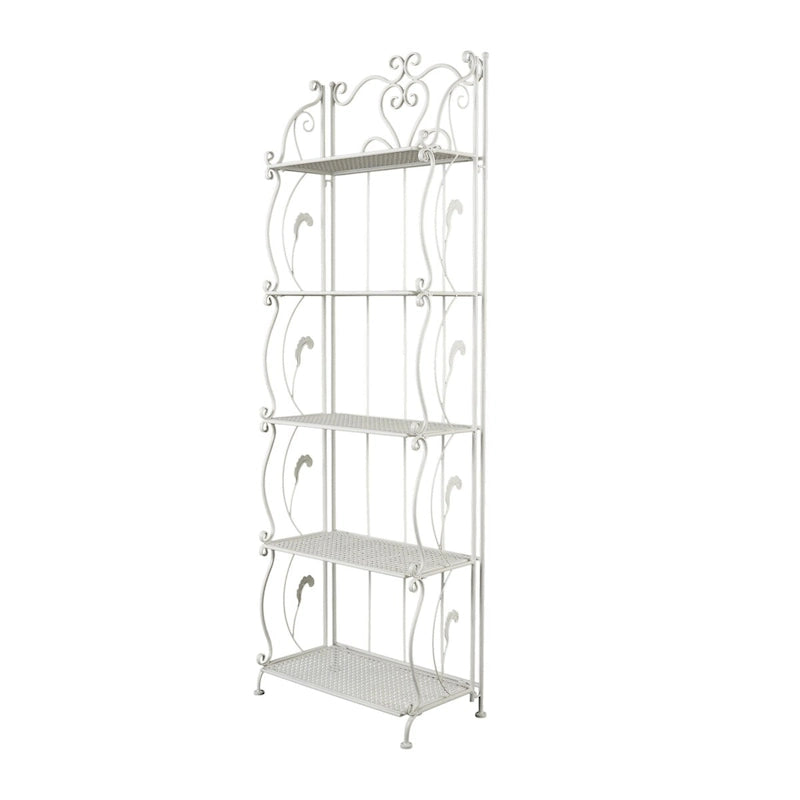 Étagère de Boulanger Pliable Haute à 5 Niveaux en Métal Décoratif pour Intérieur/Extérieur - Or ou Blanc - Roche River Decor