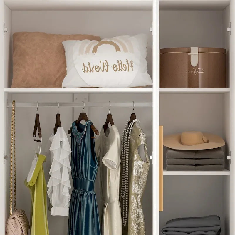 Armoire de rangement en bois avec 6 cubes de rangement et tringle à vêtements