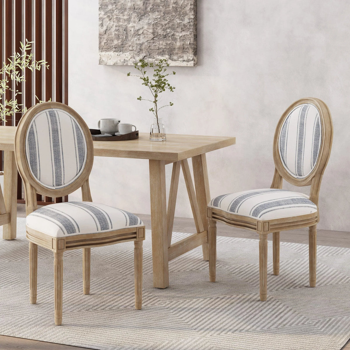 Chaises de salle à manger en tissu de style campagnard français - NH419413