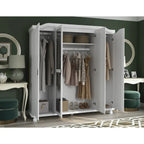 Palace Imports Kyle Armoire 4 portes 100 % en bois massif avec portes en bois massif ou portes miroir