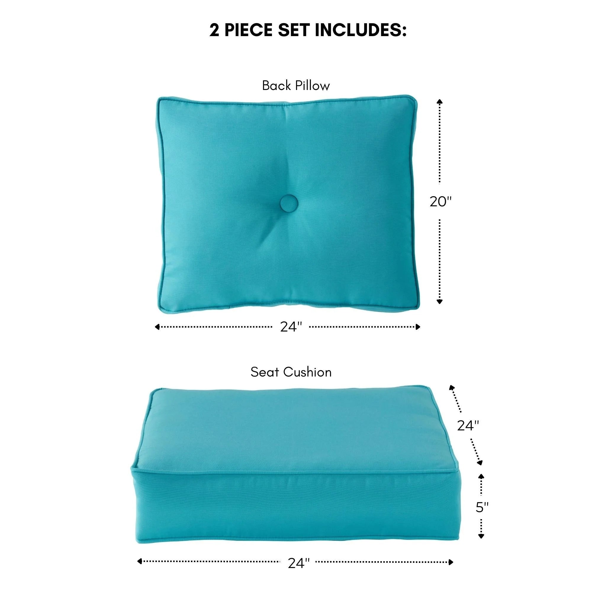 Ensemble de deux coussins d'extérieur haut de gamme Sunbrella pour assise profonde