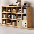 Bibliothèque moderne horizontale en bois à 8 cubes, finition naturelle