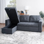 Canapé d'angle réversible convertible avec lit gigogne, méridienne de rangement et pieds durables