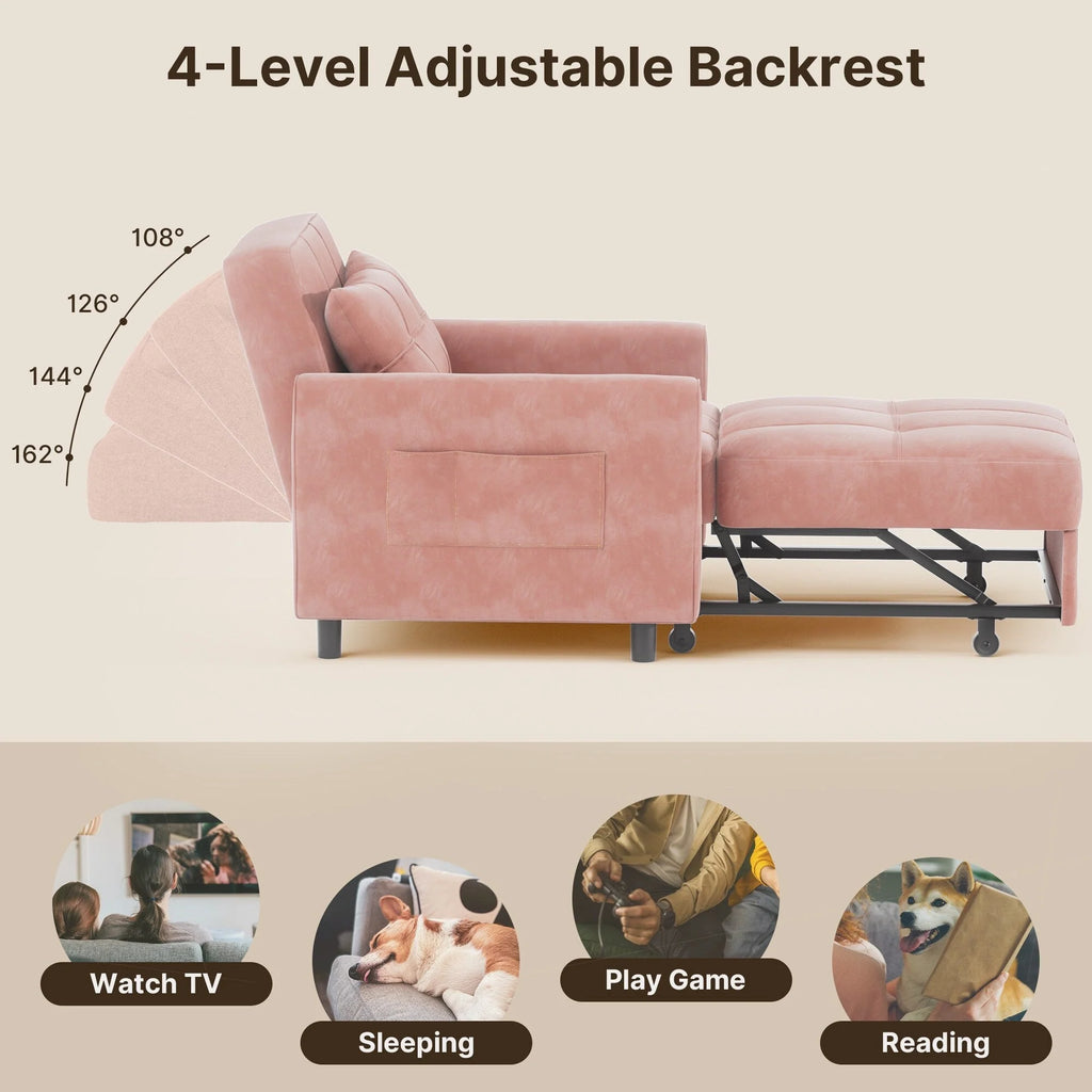 Canapé-lit convertible 3-en-1, Canapé-chaise dépliable, Lit pliant convertible pour salon
