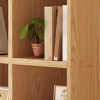 Bibliothèque moderne horizontale en bois à 8 cubes, finition naturelle