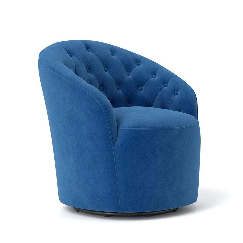 Fauteuil club pivotant à 360 degrés en velours avec dossier capitonné