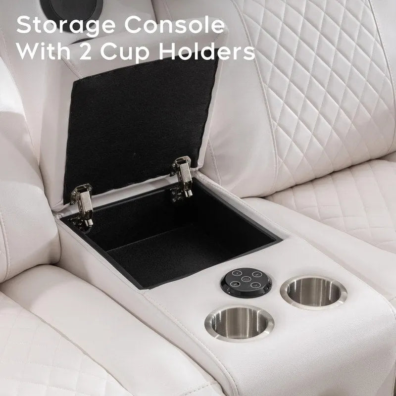 Canapé inclinable électrique avec chargeur sans fil, liseuse, lumière LED pour salon, similicuir, port AC/USB, porte-gobelet, noir