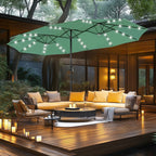 MAISON ARTS Parasol excentré rectangulaire de 4,5 m avec manivelle, parasol de marché double face d'extérieur avec lumières LED solaires et base incluse