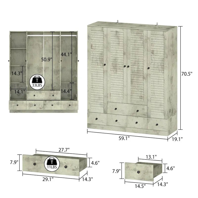 Armoire penderie placard 59L Grande armoire autonome blanche