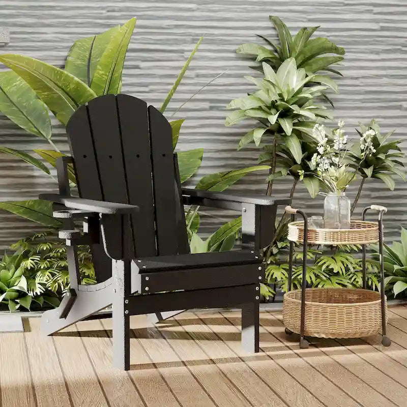 Chaise Adirondack pliante d'extérieur avec porte-gobelet