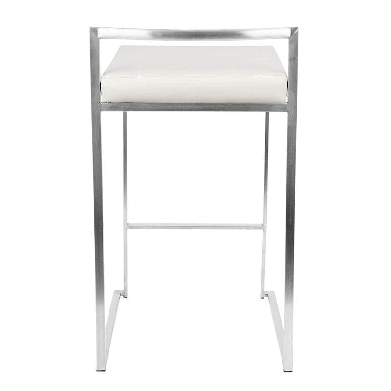 Tabouret de comptoir Silver Orchid Forrest en acier inoxydable empilable et entièrement soudé (lot de 2)