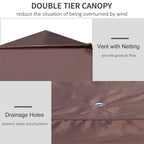 Outsunny 12 x 12 Tonnelle escamotable Pare-soleil Tente instantanée pliable avec filet latéral en maille, Hauteur réglable sur 3 niveaux