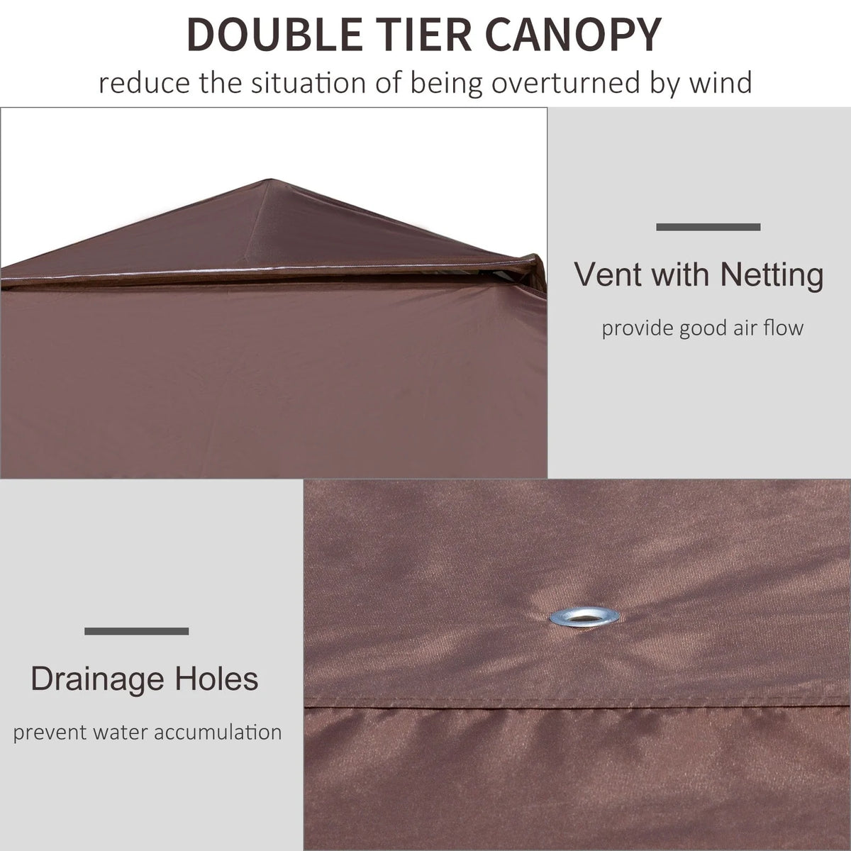 Outsunny 12 x 12 Tonnelle escamotable Pare-soleil Tente instantanée pliable avec filet latéral en maille, Hauteur réglable sur 3 niveaux