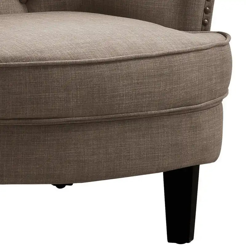 Moser Bay Mignon Fauteuil d'appoint à oreilles capitonné large de 76 cm en velours et lin