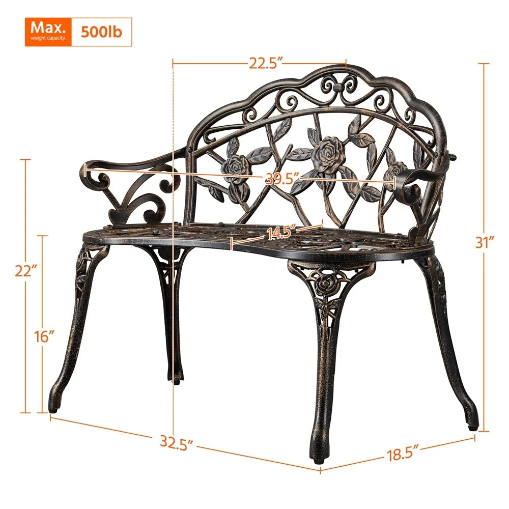 Banc extérieur en métal Yaheetech Banc de jardin de parc - N/A
