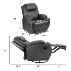 Fauteuil Inclinable de Massage Pivotant Chauffant en Similicuir pour Salon