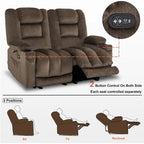 Causeuse inclinable électrique MCombo avec fonction chauffage et massage, en tissu PR648