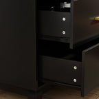 Commode double Timechee 6 tiroirs 47,2 po de largeur, pieds en bois massif, fini laqué
